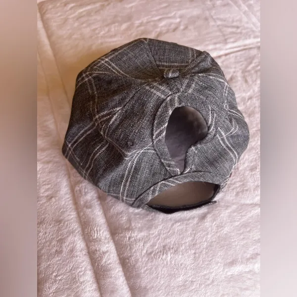 Gray Flannel White Plaid Hat Cap Strap Buckle Lea. Tee Da Brand Summer Outfit - Image 9