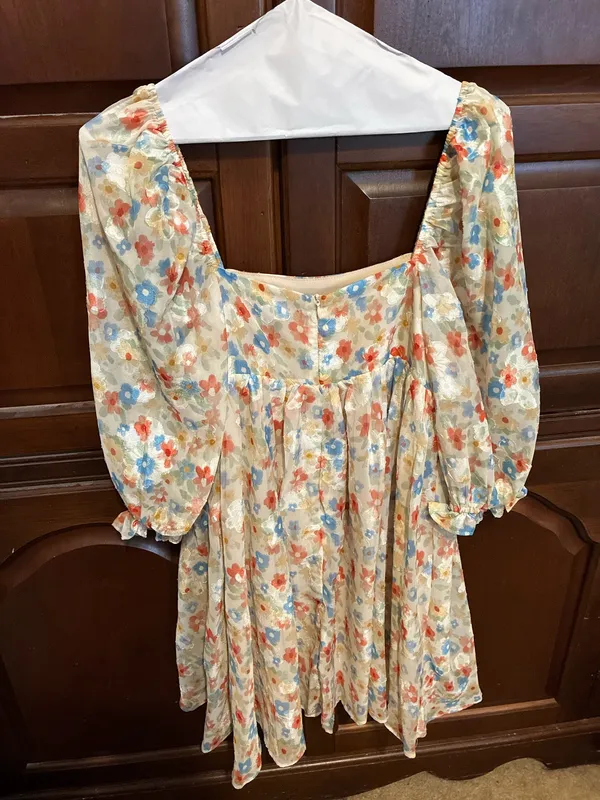 Storia dress with floral pattern and balloon sleeves - Image 2