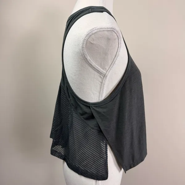 FP Movement Free People Womens Breezy Mesh Back Tank Top Charcoal Gray Small - Image 2