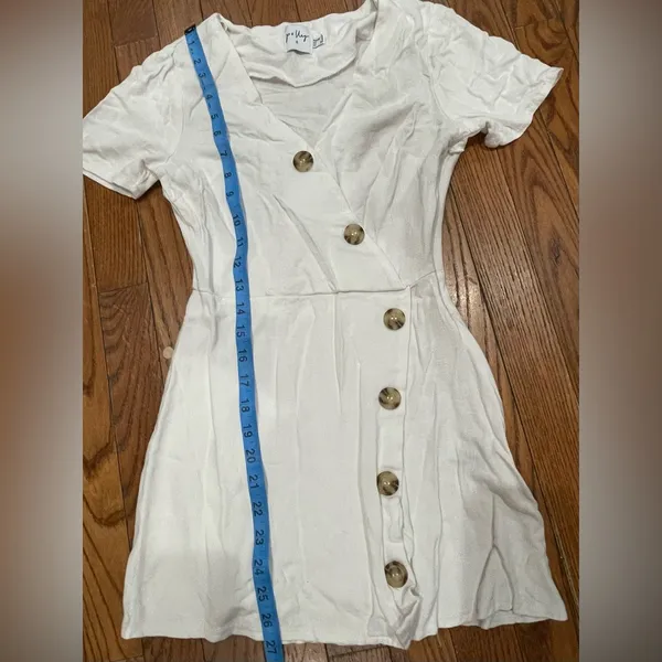 Chic White Asymmetrical Button Dress Size 0 - Image 5