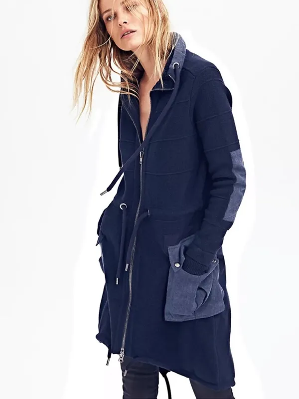 Free People Surplus Navy Cardigan Sweater Jacket Zip Cardigan Womens‎ Size XS - Image 4