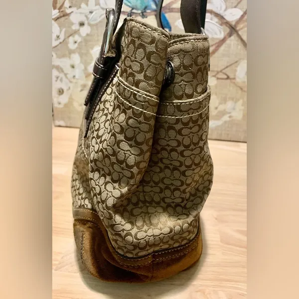 Coach Soho Tote/Shoulder Bag Jacquard Signature Brown Suede - Vintage - Image 8