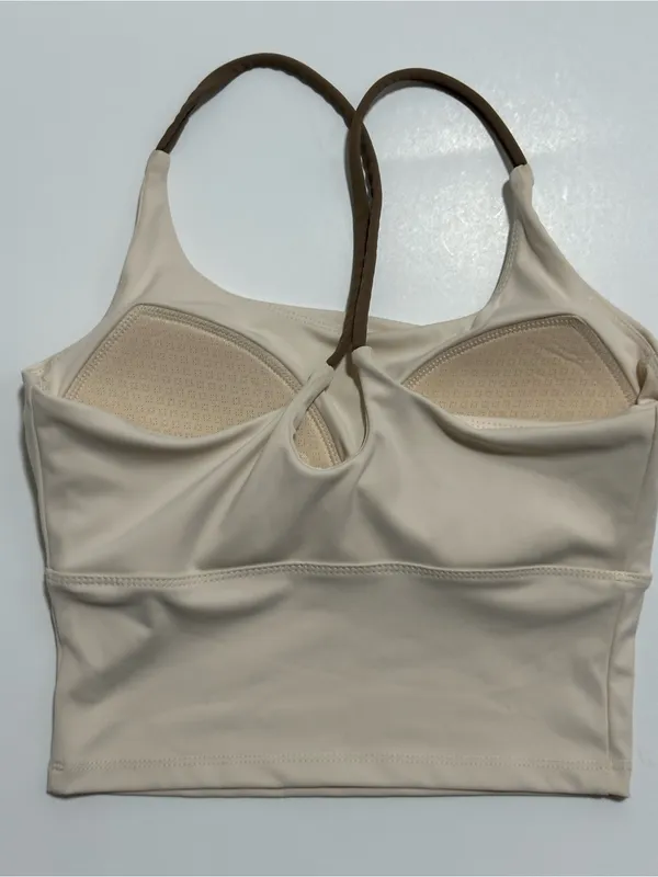Everyday Scoop Neck Brami - Cream with Brown Straps - Image 2