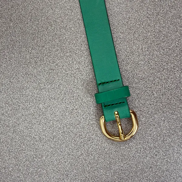 J.Crew Belt Womens Small Green Genuine Italian Leather Gold Buckle 30037 - Image 2