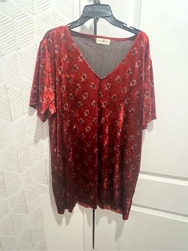 Natural Life Red Velvet Dress size L - Image 11