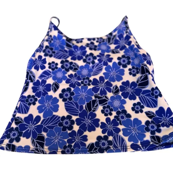 L.L.Bean Blue White Floral Tankini Swim Top Women’s Size 10 Coastal Resort Swim - Image 7