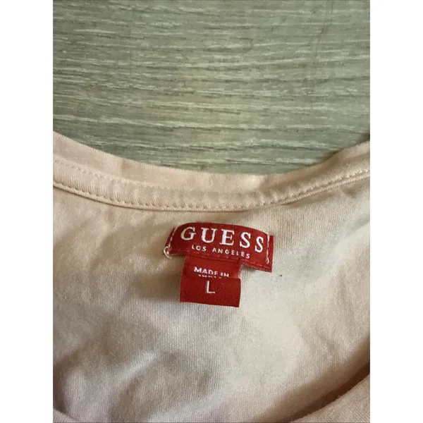 Guess Big Bling Logo T-Shirt Dress L Pink Rose‎ Quartz Pink Women's Summer - Image 3