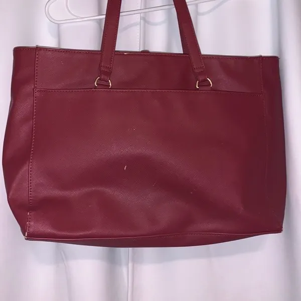 Dark Red faux leather Handbag Large Multi Compartment - Image 6