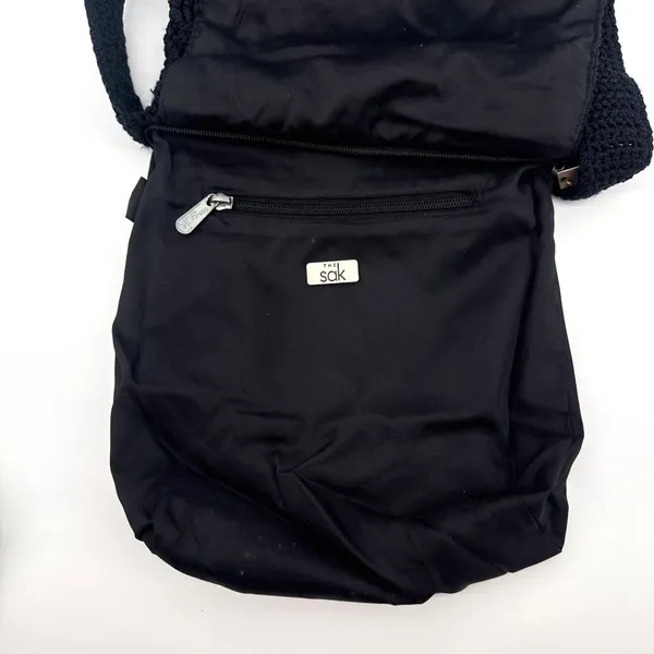 The Sak Black Crochet Hobo Bag Shoulder Bag Handbag‎ Casual Purse 10x9 - Image 8