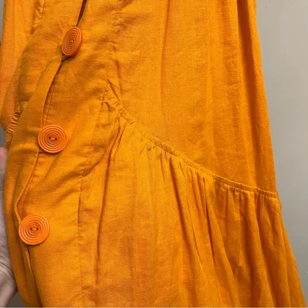 Anthropologie Orange Flutter Sleeve Button Front Midi Dress XS - Image 11