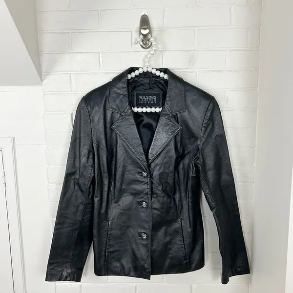 Wilson’s Leather 100% Leather Black Blazer Jacket Size M - Image 3