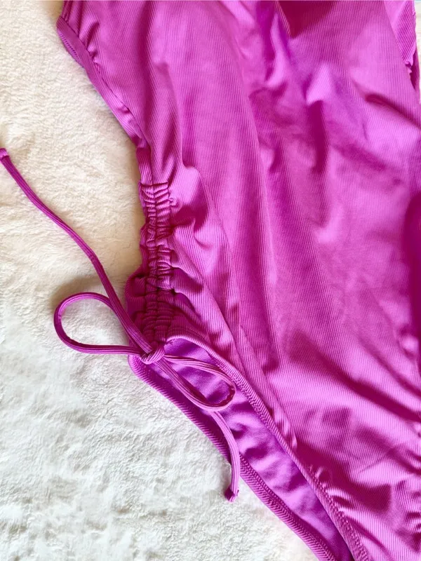 NWT Shade & Shore Purple Medium Coverage One Piece Swimsuit - Size: Small - Image 4