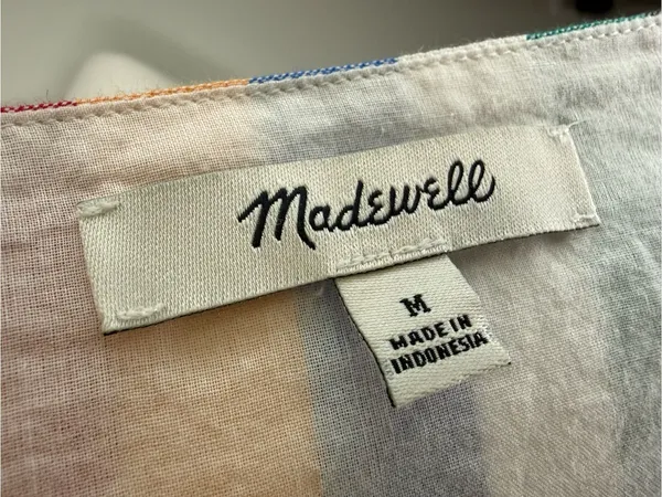 Madewell Dress Square-Neck Mini Festival Stripe Multicolor Flutter Sleeve - Image 6