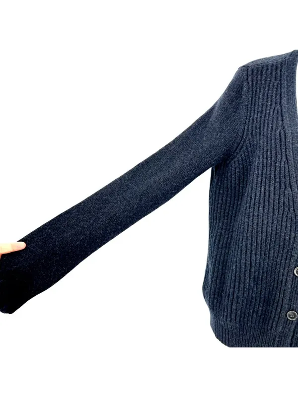 Wilfred Ribbed Black Wool-Blend Button-Up Cardigan Sweater Size Medium Classic - Image 5