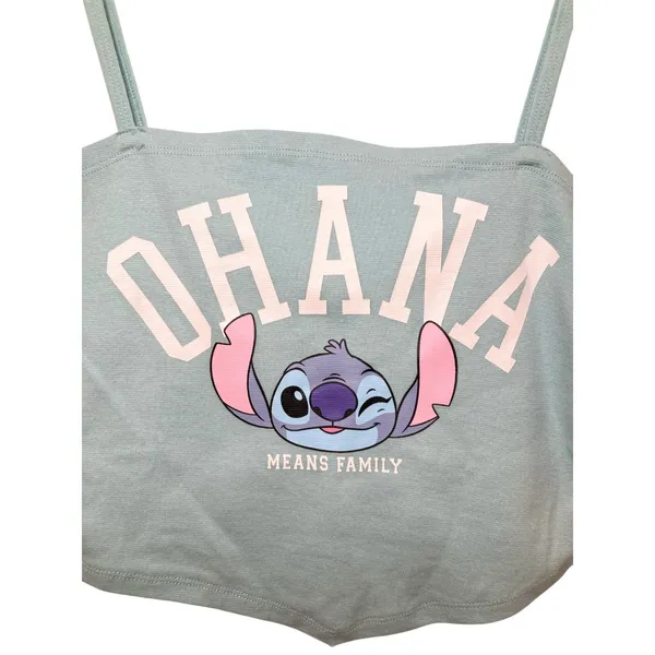 Disney Lilo & Stitch "Ohana Means Family" Light Blue Crop Tank Top Size L NWOT - Image 2
