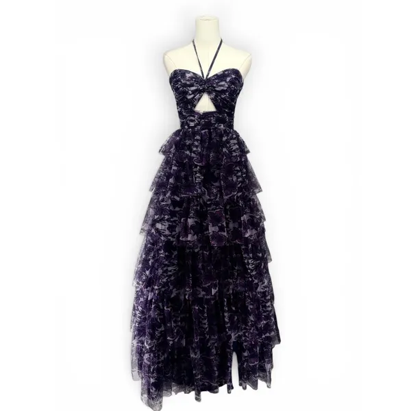 NWT Jovani 40423 Purple Floral Tiered Strapless Gown Size‎ 4 Prom Pageant Formal - Image 5