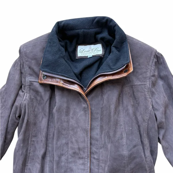 Women's Lone Pine 100% Leather Suede Lambskin Brown Field Jacket Coat Made USA - Image 7