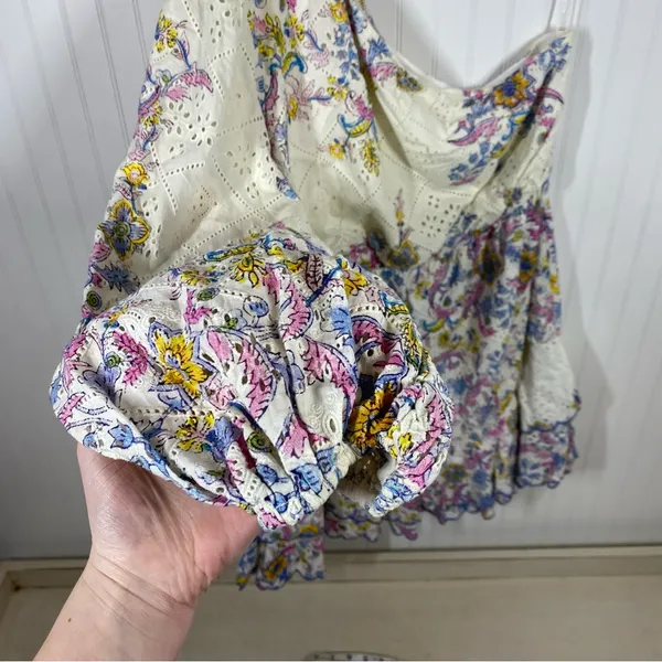 HEMANT & NANDITA Vana One Sleeve‎ / Shoulder Floral Ruffled Mini Dress Size XL - Image 4