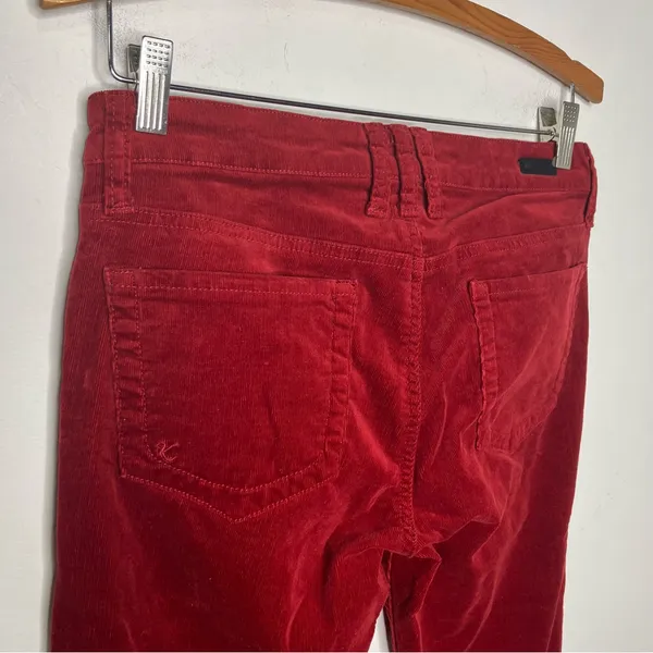 Kut from the Kloth dark red corduroy skinny pants women's size 6 winter‎ boho - Image 4