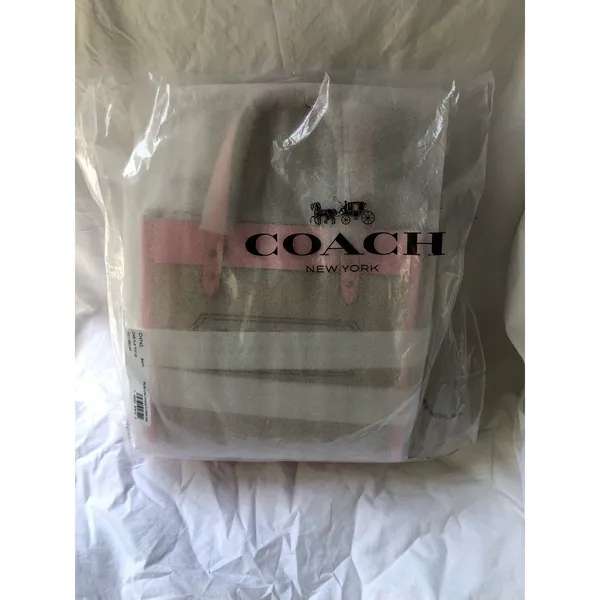 Coach Field 22 Logo ColorBlock Natural Canvas Tote Crossbody Bag Pink New $210 - Image 10