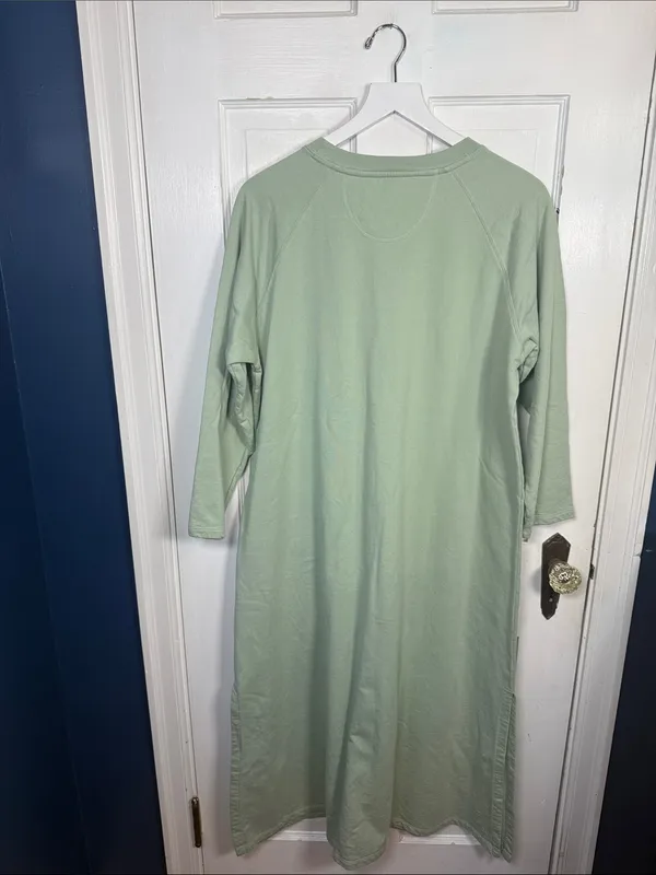 LAKE Pajamas 100% Cotton Sweatshirt Midi Dress in Light Moss Green W2484 Sz XL - Image 9