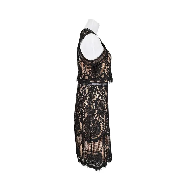Lulu's Sweetness Lace Midi‎ Dress MEDIUM Black & Nude Flirty Lacy Feminine - Image 5