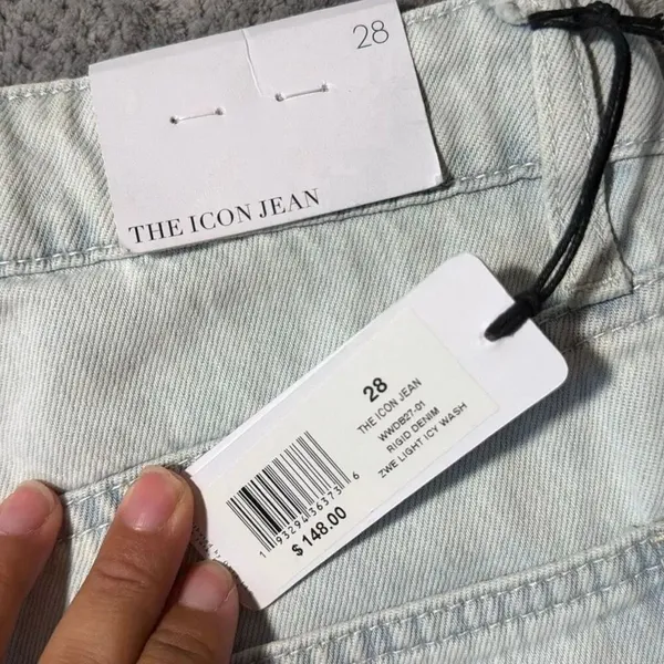 WeWoreWhat The Icon Jean Size 28 Icy Light Wash High Rise Straight Leg NEW #1600 - Image 7