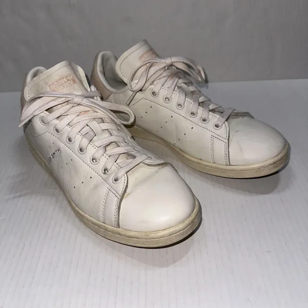 Adidas Stan Smith Shoes Womens Size 10.5 White Pink Leather Tennis‎ Sneakers - Image 2