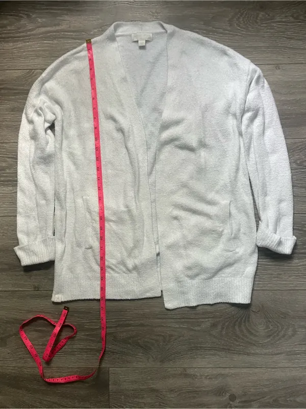 Barefoot Dreams Cozy Chic Lite White Long Sleeve Open Cardigan Comfy Sweater S - Image 7