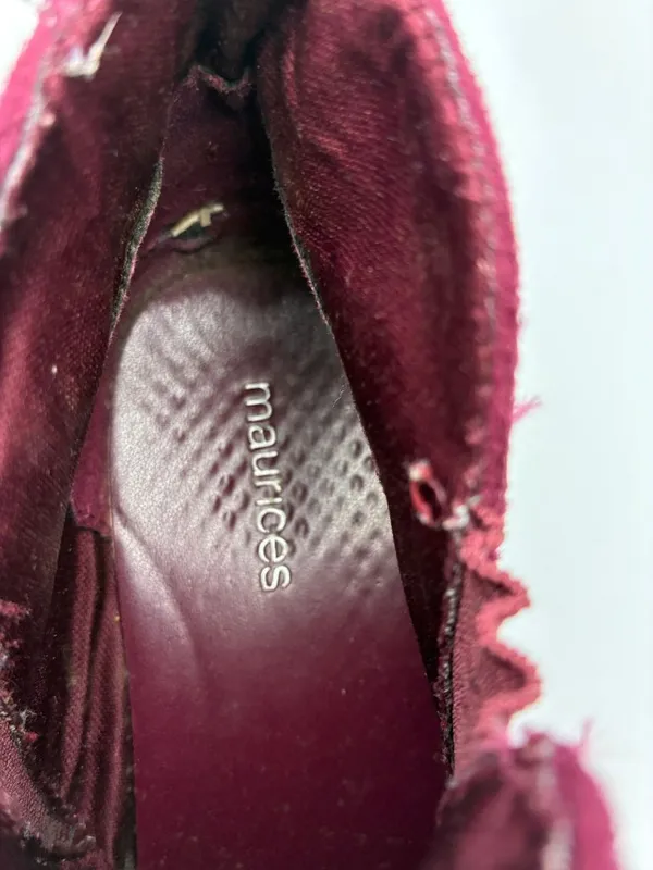 Maurices Womens Bridget Ankle Booties 8 Burgundy Slip-On Closed Toe Suede Casual - Image 11