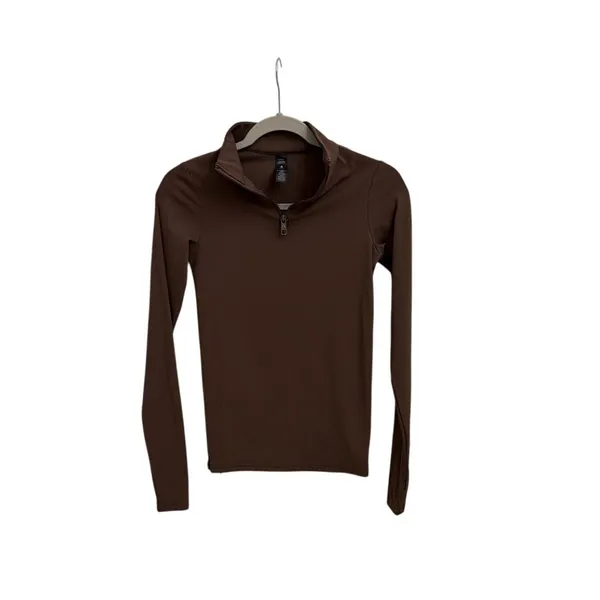 Vitality Balance Athletica Brown Long Sleeve Quarter Zip Dri-Fit Pullover Small - Image 2