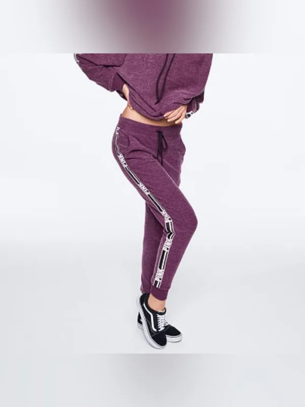 PINK Victoria's Secret Cozy Classic Joggers- Black Orchid - Image 3