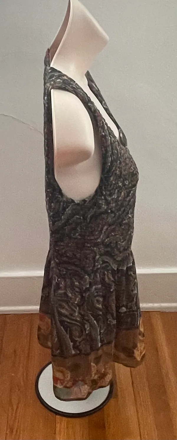 Free People Brown Floral Smocked Fit & Flare Lined Blouse, size XS - Image 7