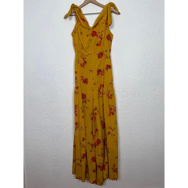 Anthropologie Londonderry Wide Leg Jumpsuit Yellow Floral Size 4 - Image 3