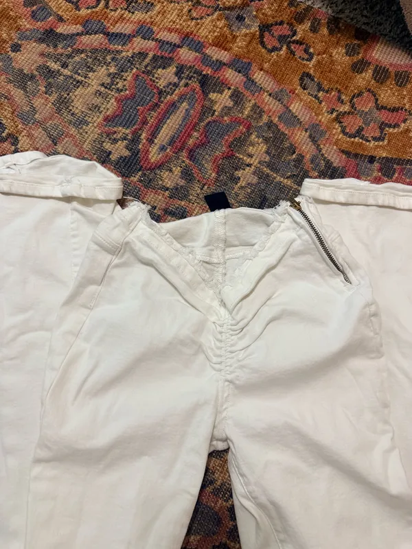 Urban Outfitters White Flare Jeans BDG Ruched V-Front - Image 4