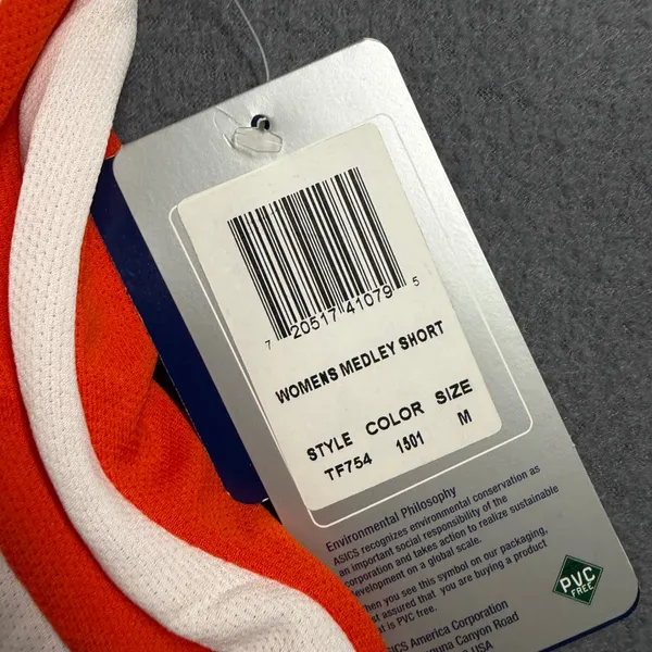 Asics Medley Running Shorts Womens Medium Orange Drawstring Liner TF754-1501 NWT - Image 2