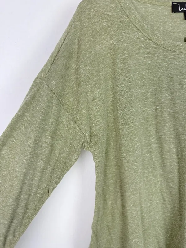 NWT Lulus Heathered Olive Green Long Sleeve T-Shirt Tee Basic Size Small S NEW - Image 2