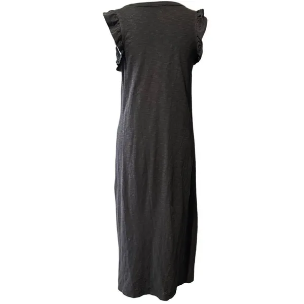 Universal Threads Flutter Sleeve Midi Maxi Dress Gray Women S Cotton Knit Pockets - Image 3