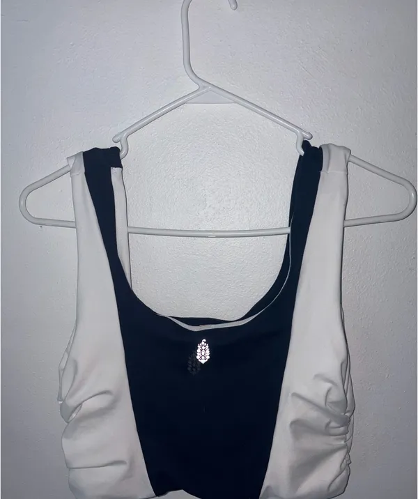 Free People FP Movement Navy Blue and White Cut Out Sports Bra Tank Top Size L - Image 4