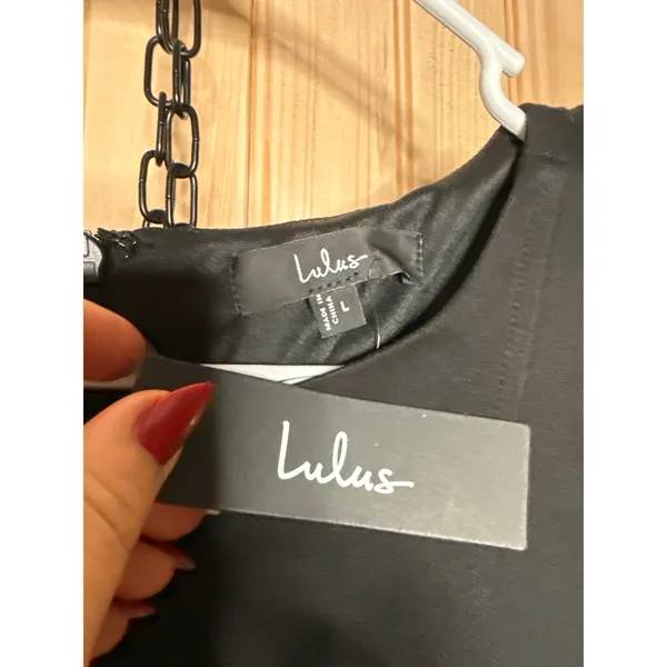 NWT Lulus Lavonne Black Sleeveless Boat Neck Mini Dress LBD Party Night Out Sz L - Image 4