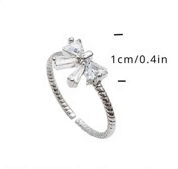 Adjustable Silver Bow Ring - Image 7