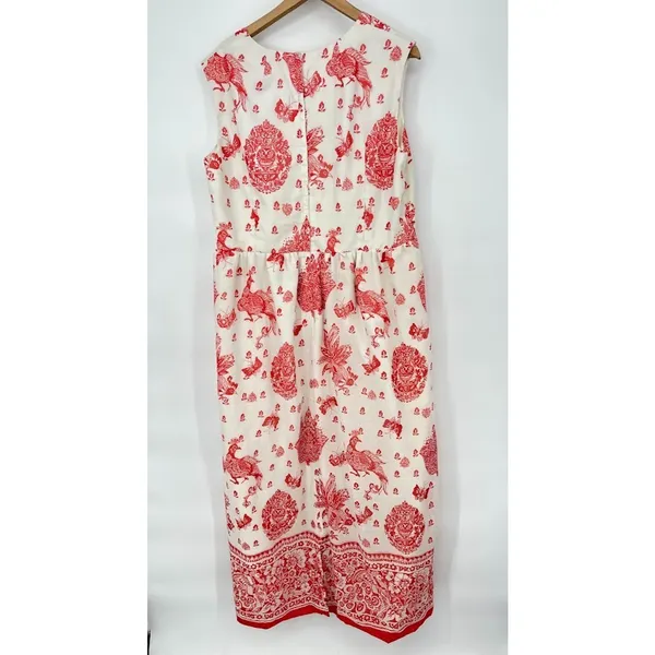 Vintage Lady Lewis Maxi Dress XL Peacock Toile‎ Cottagecore Peacock Romantic - Image 10