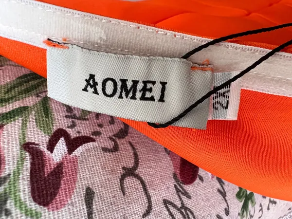 AOMEI vibrant orange off-shoulder dress woth bow - Image 5
