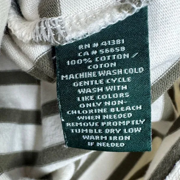 Lauren Ralph Lauren olive‎ green stripe women top size medium cotton - Image 6