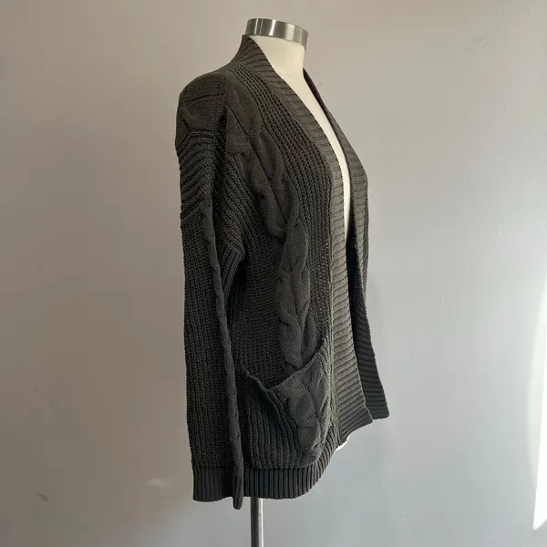 American Eagle Chenille Cable Knit Cardigan Sweater Grandpa Pockets Sz XS‎ - Image 2