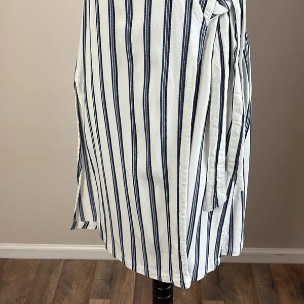 Free People Tuxedo Stripe Wrap Dress Sleeveless‎ Blue Side Slit Size XS - Image 5