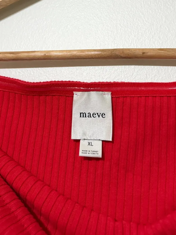 Anthropologie Maeve Strapless Bubble-Hem Peplum Top Size XL Red - Image 3