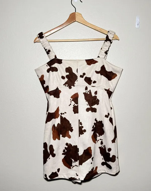 BAEVELY | Brown Cow Print Dress Romper - Image 3