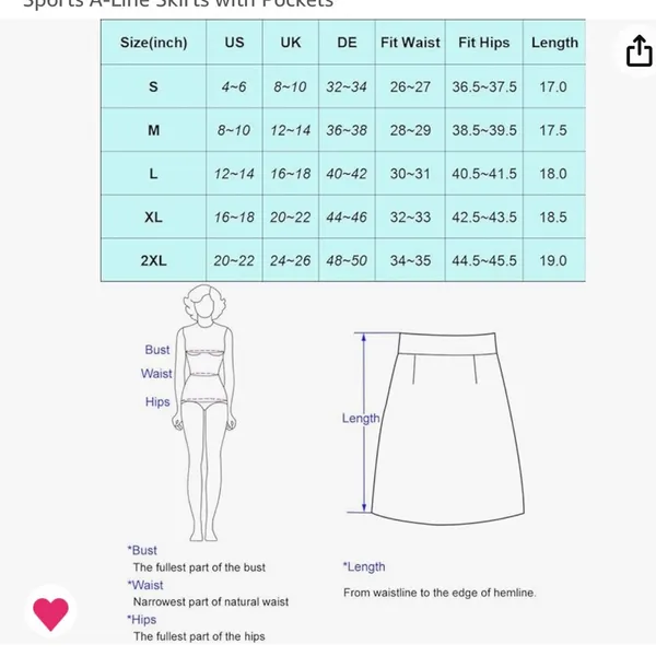 Women's Athletic Tennis Skorts with Pockets Built-in Shorts Golf Active Skirts M - Image 2