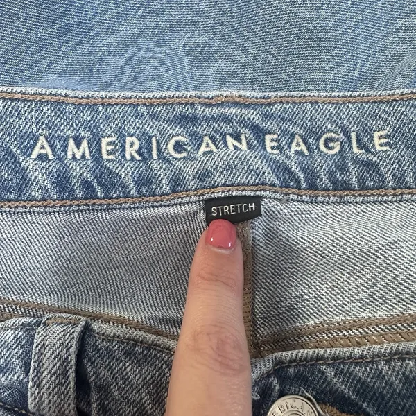 American Eagle 90s Low Rise Skinny Kick Jeans Womens 4Long Raw Hem Stretch Boho - Image 6